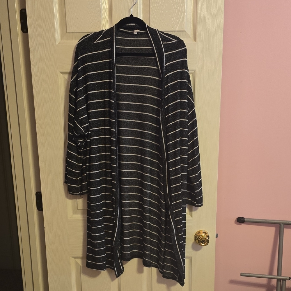 Pinkblush Black and White Striped Cardigan